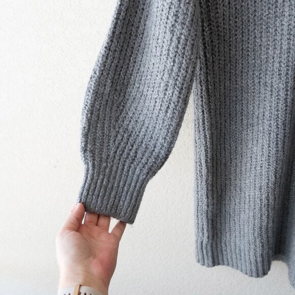 Old Navy Sweater Dress Sz M Gray Knit Relaxed LS MockNeck Shift Recycled - Picture 4 of 6